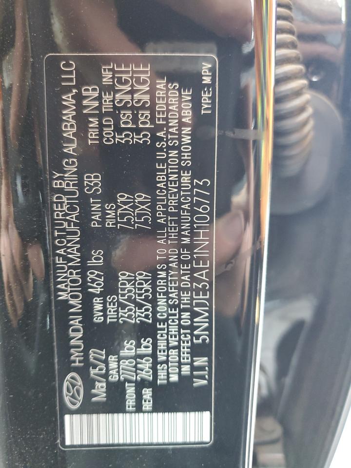 2022 Hyundai Tucson Limited VIN: 5NMJE3AE1NH106773 Lot: 71319995