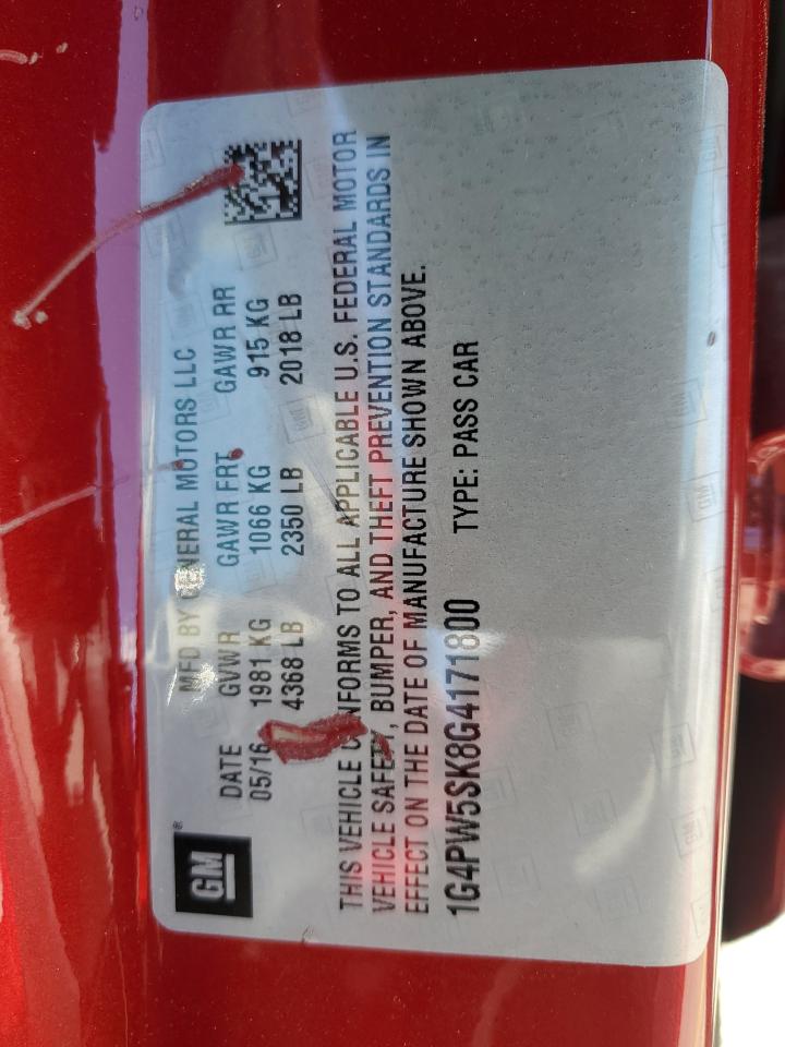 2016 Buick Verano Sport Touring VIN: 1G4PW5SK8G4171800 Lot: 84788405