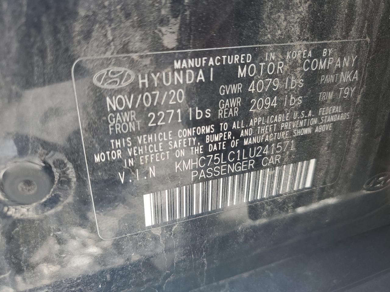 2020 Hyundai Ioniq Se VIN: KMHC75LC1LU241571 Lot: 80344095