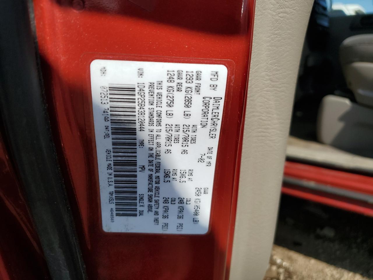 2003 Dodge Caravan Se VIN: 1D4GP25B43B120444 Lot: 81078775