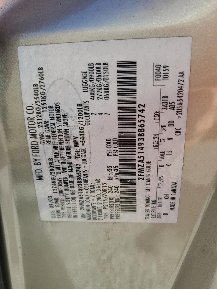 2003 Ford Windstar Lx VIN: 2FMZA51493BB65742 Lot: 80676365