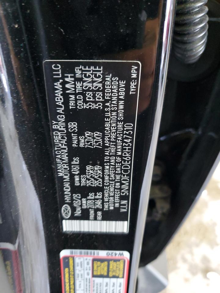 2024 Hyundai Tucson Sel VIN: 5NMJFCDE6RH347310 Lot: 83954455