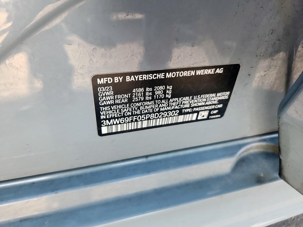 2023 BMW 330I VIN: 3MW69FF05P8D29302 Lot: 81690055