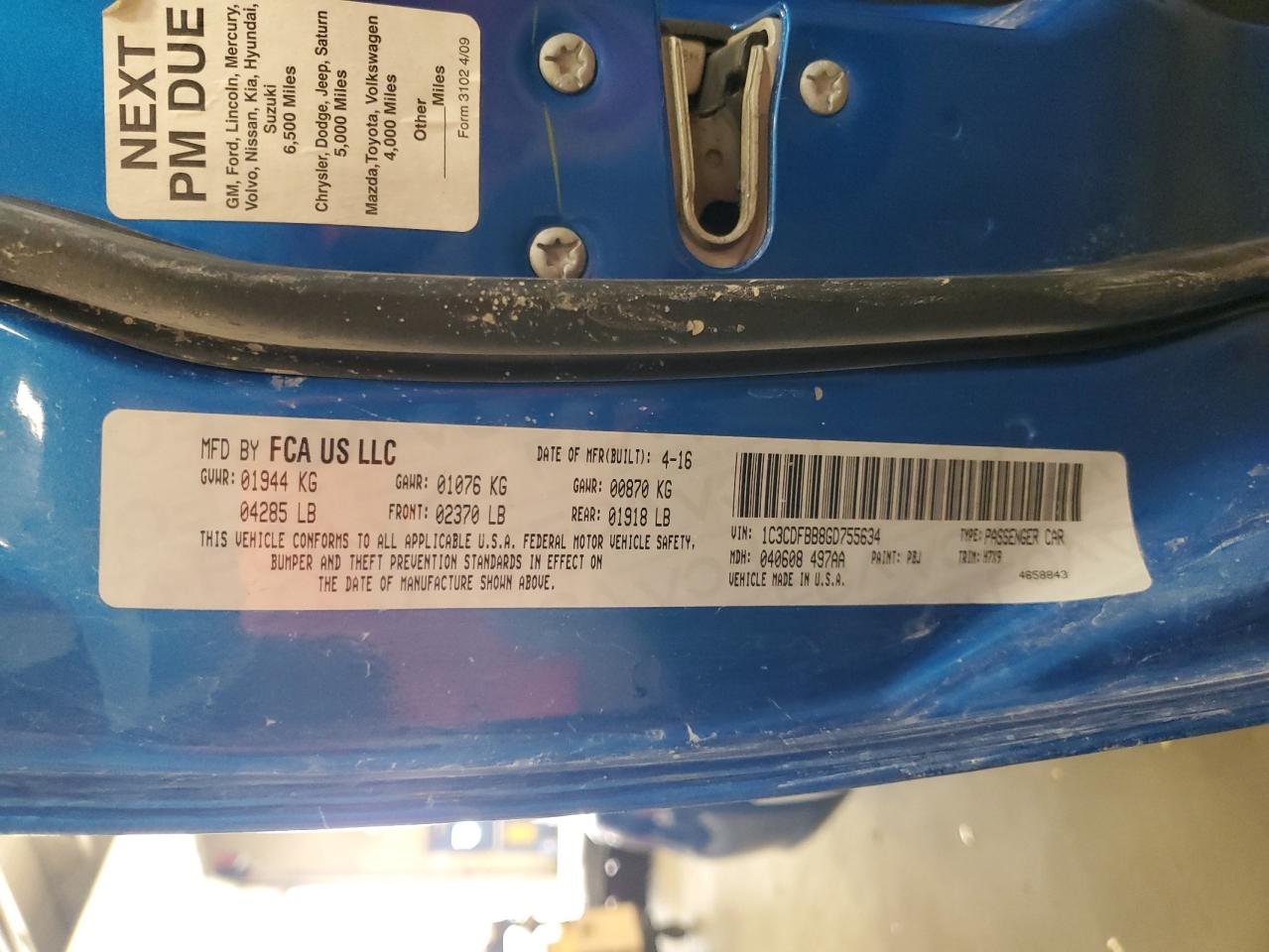 2016 Dodge Dart Sxt VIN: 1C3CDFBB8GD755634 Lot: 71465435