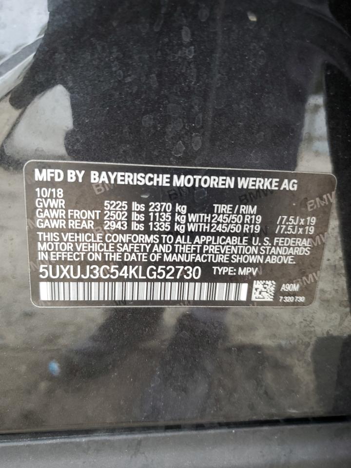 2019 BMW X4 xDrive30I VIN: 5UXUJ3C54KLG52730 Lot: 84726615