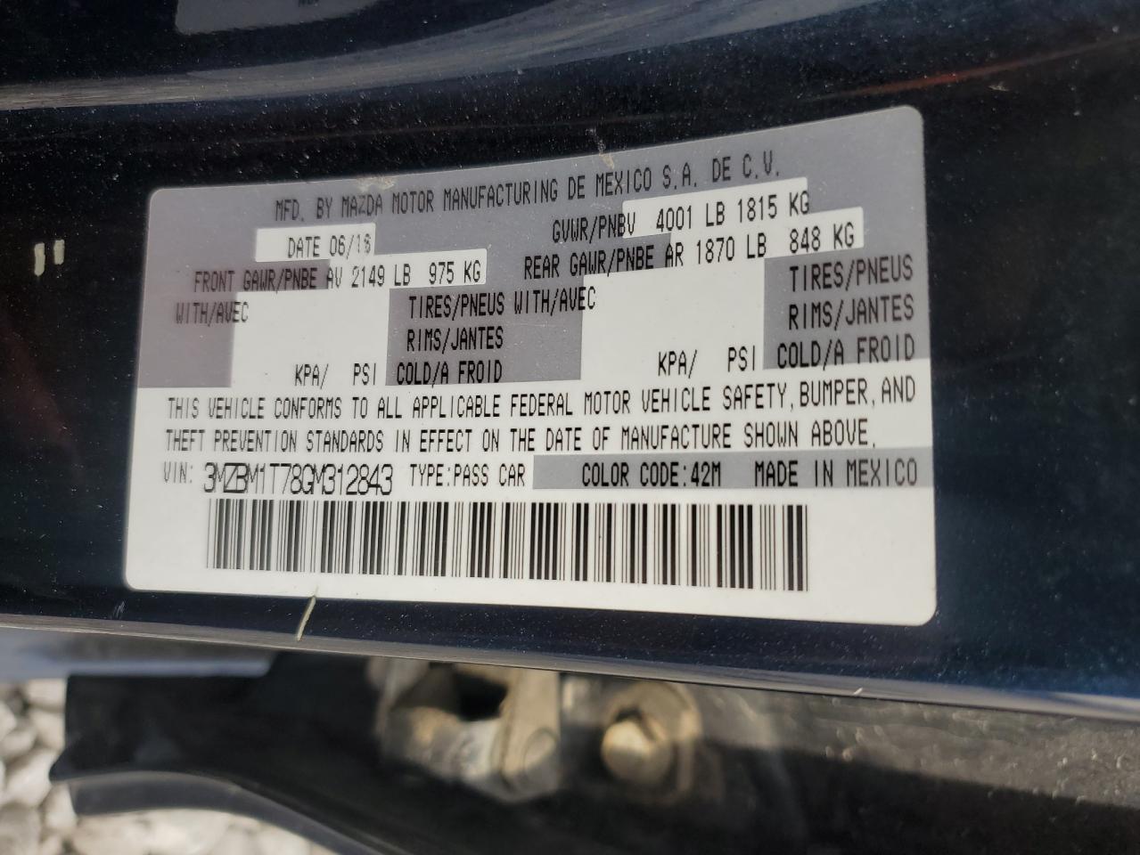 2016 Mazda 3 Sport VIN: 3MZBM1T78GM312843 Lot: 81744395