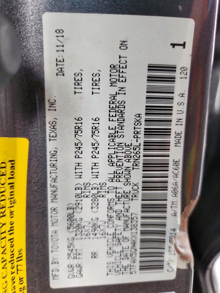 2019 Toyota Tacoma Double Cab VIN: 5TFAX5GN4KX138357 Lot: 81368095