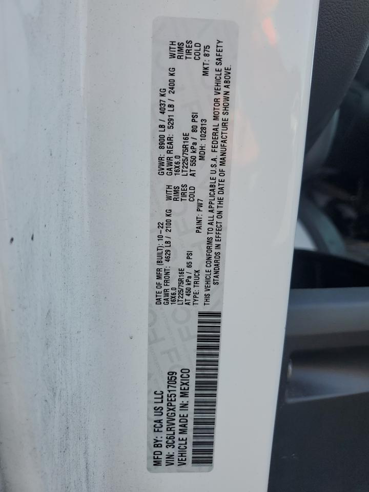 2023 Ram Promaster 2500 2500 Standard VIN: 3C6LRVVGXPE517059 Lot: 80313525