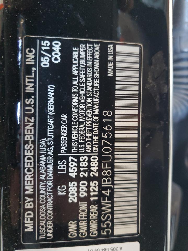 2015 Mercedes-Benz C 300 VIN: 55SWF4JB8FU075618 Lot: 81144895