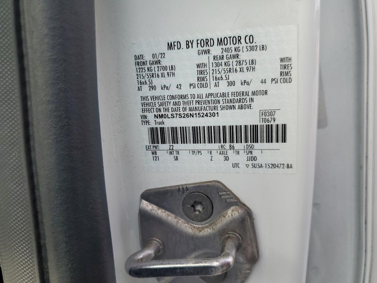 2022 Ford Transit Connect Xl VIN: NM0LS7S26N1524301 Lot: 80179935