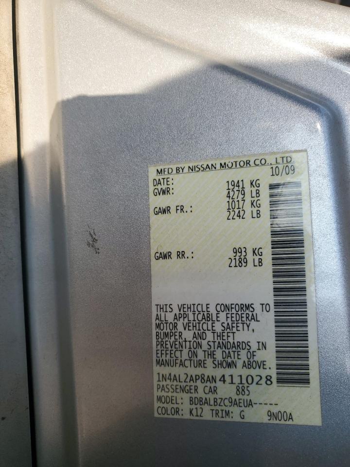 2010 Nissan Altima Base VIN: 1N4AL2AP8AN411028 Lot: 81385065