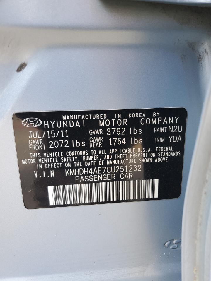 2012 Hyundai Elantra Gls VIN: KMHDH4AE7CU251232 Lot: 81413055