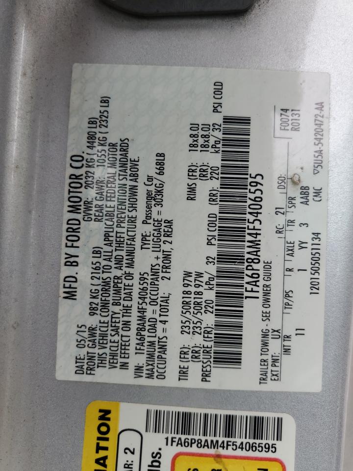 2015 Ford Mustang VIN: 1FA6P8AM4F5406595 Lot: 83979735