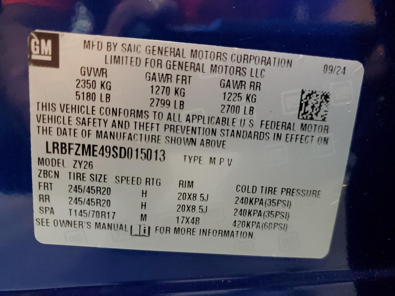 2025 Buick Envision Avenir VIN: LRBFZME49SD015013 Lot: 71709515