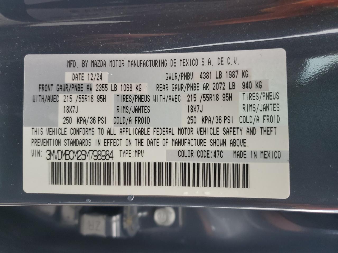 2025 Mazda Cx-30 Preferred VIN: 3MVDMBCM2SM798984 Lot: 83939585