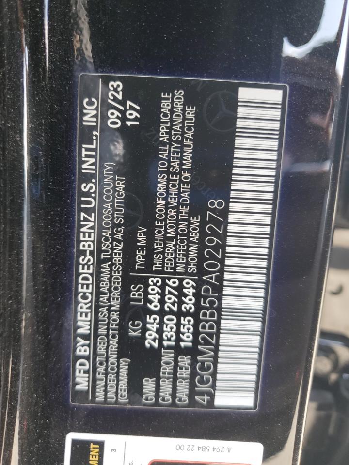 2023 Mercedes-Benz Eqe Suv 350+ VIN: 4JGGM2BB5PA029278 Lot: 71912385