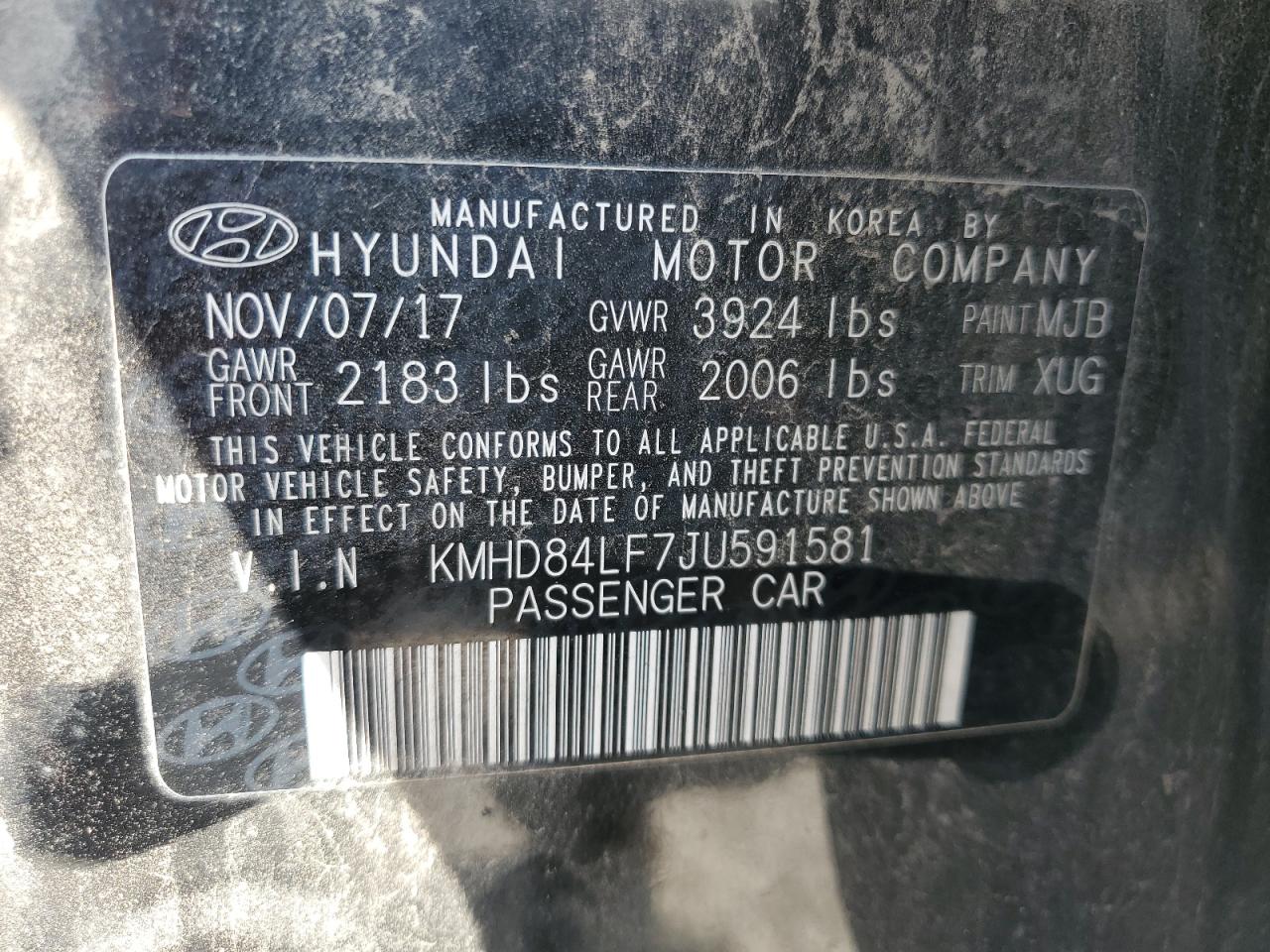 2018 Hyundai Elantra Sel VIN: KMHD84LF7JU591581 Lot: 81216795