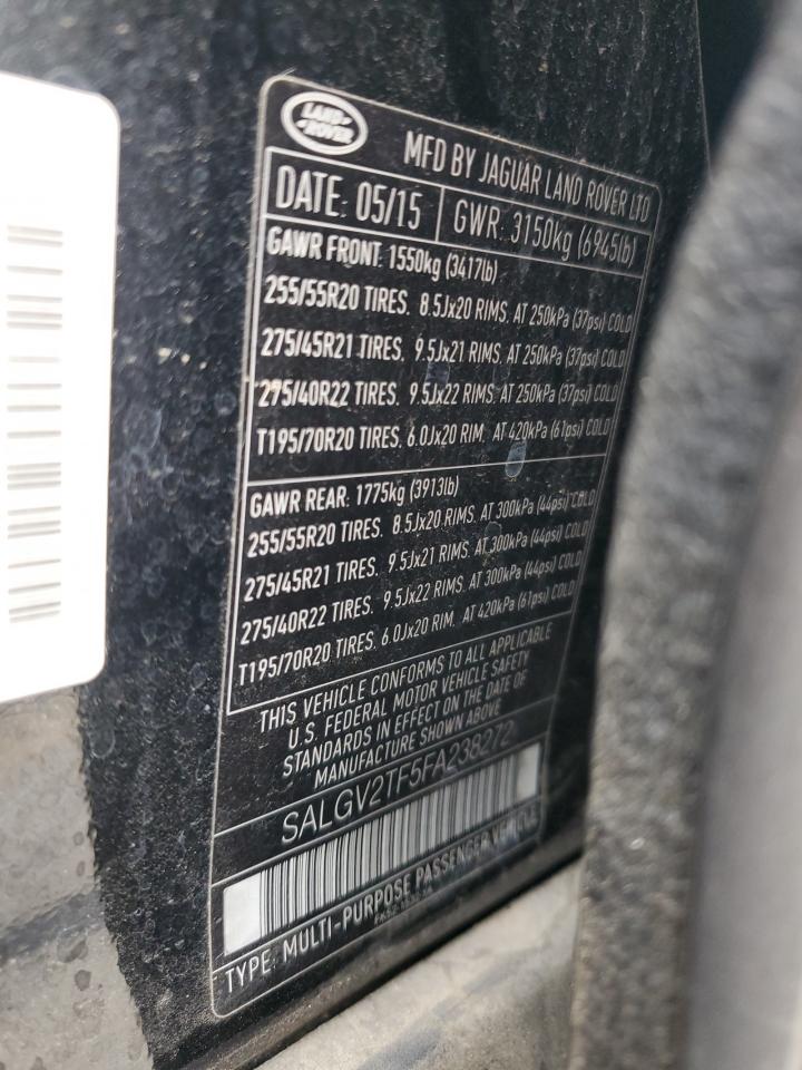 2015 Land Rover Range Rover Autobiography VIN: SALGV2TF5FA238272 Lot: 81849945