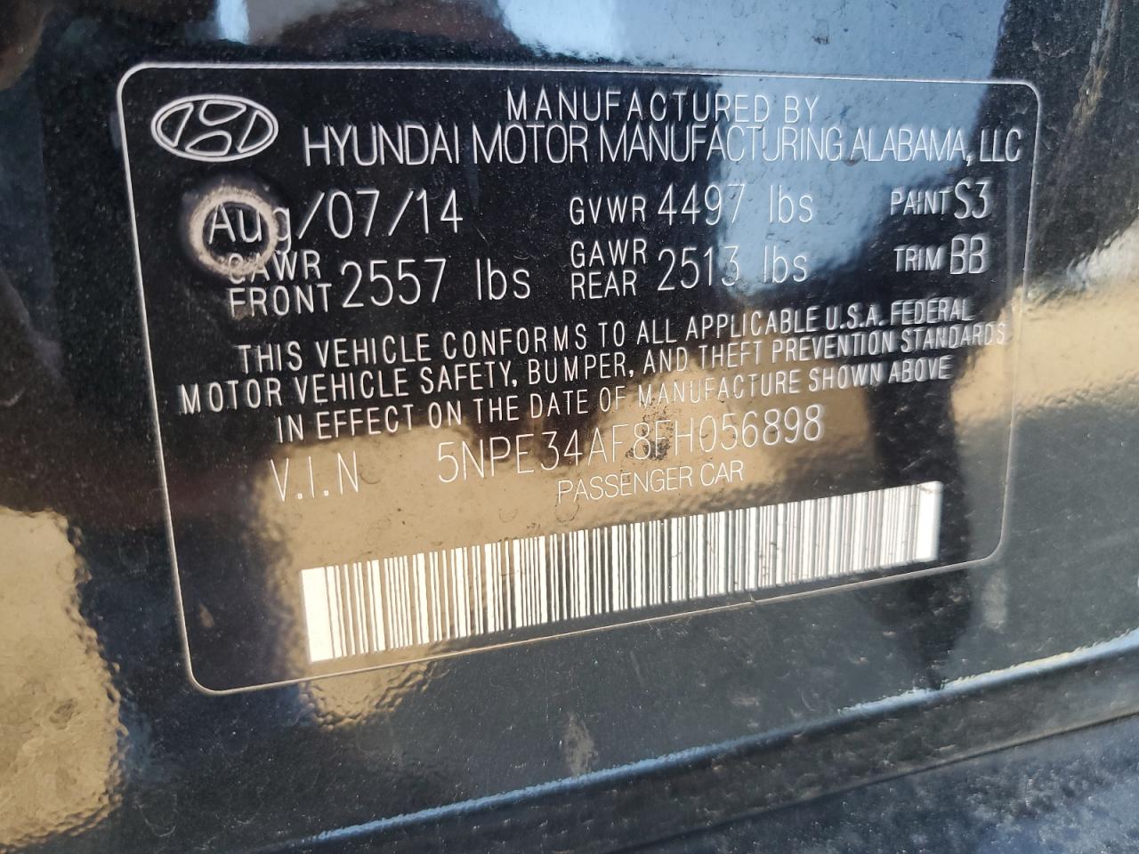 2015 Hyundai Sonata Sport VIN: 5NPE34AF8FH056898 Lot: 80064115