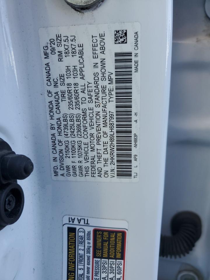 2020 Honda Cr-V Exl VIN: 2HKRW2H89LH687997 Lot: 80696905
