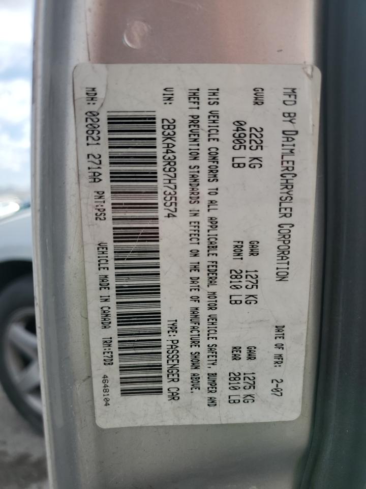 2007 Dodge Charger Se VIN: 2B3KA43R97H735574 Lot: 83889295