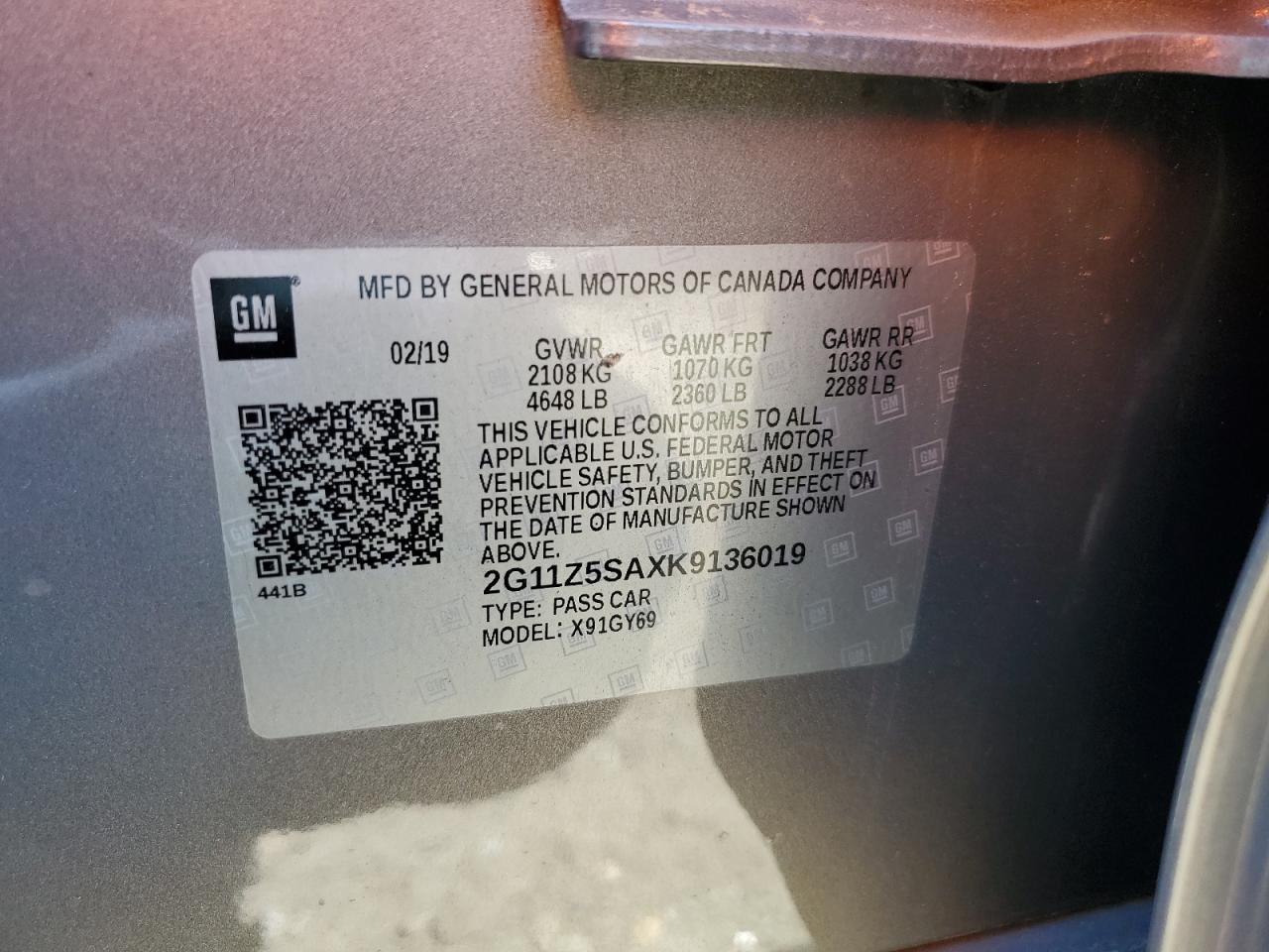 2019 Chevrolet Impala Lt VIN: 2G11Z5SAXK9136019 Lot: 71656135