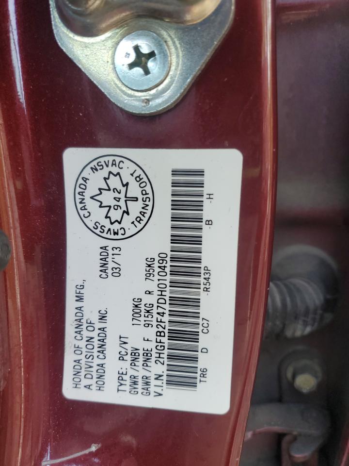 2013 Honda Civic Lx VIN: 2HGFB2F47DH010490 Lot: 81666145