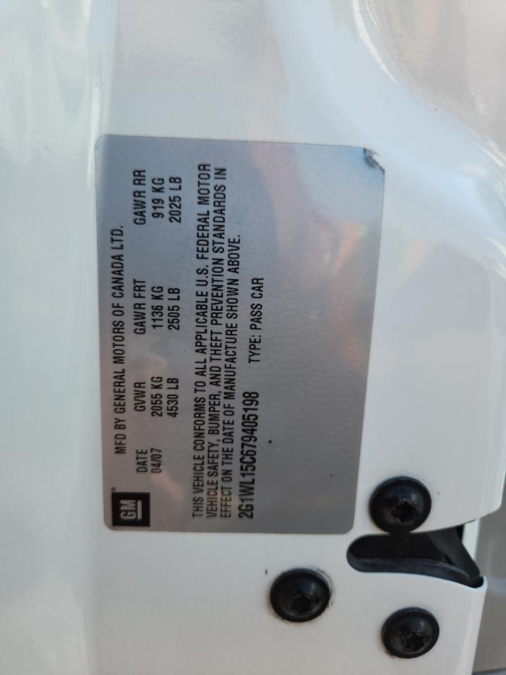 2007 Chevrolet Monte Carlo Ss VIN: 2G1WL15C679405198 Lot: 80709045