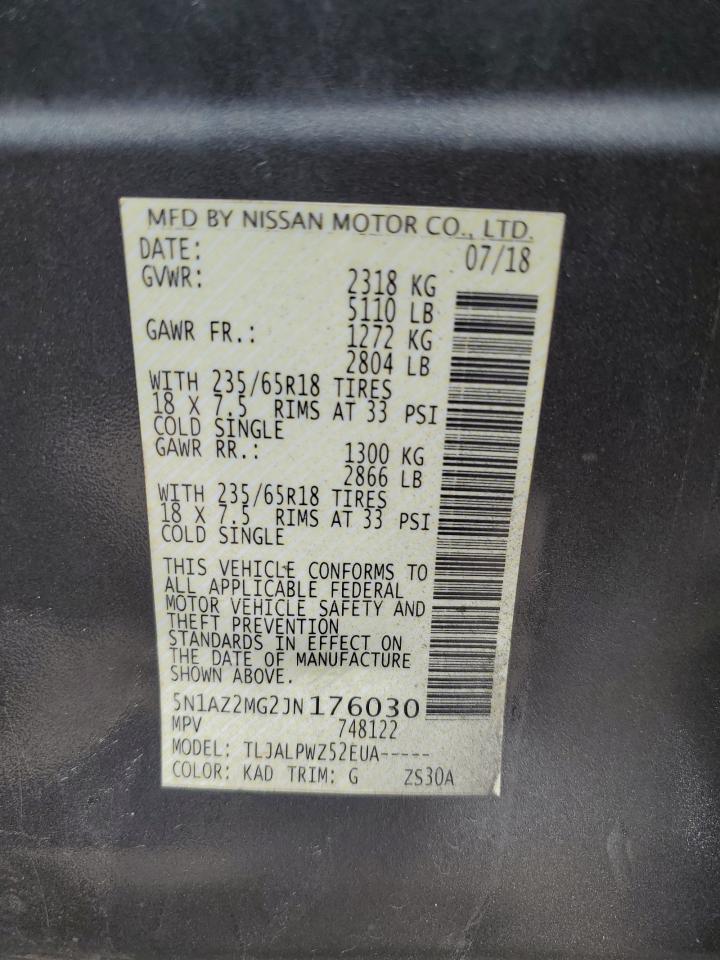 2018 Nissan Murano S VIN: 5N1AZ2MG2JN176030 Lot: 80639435