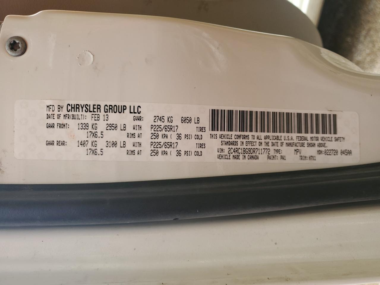 2013 Chrysler Town & Country Touring VIN: 2C4RC1BG9DR711772 Lot: 83870285