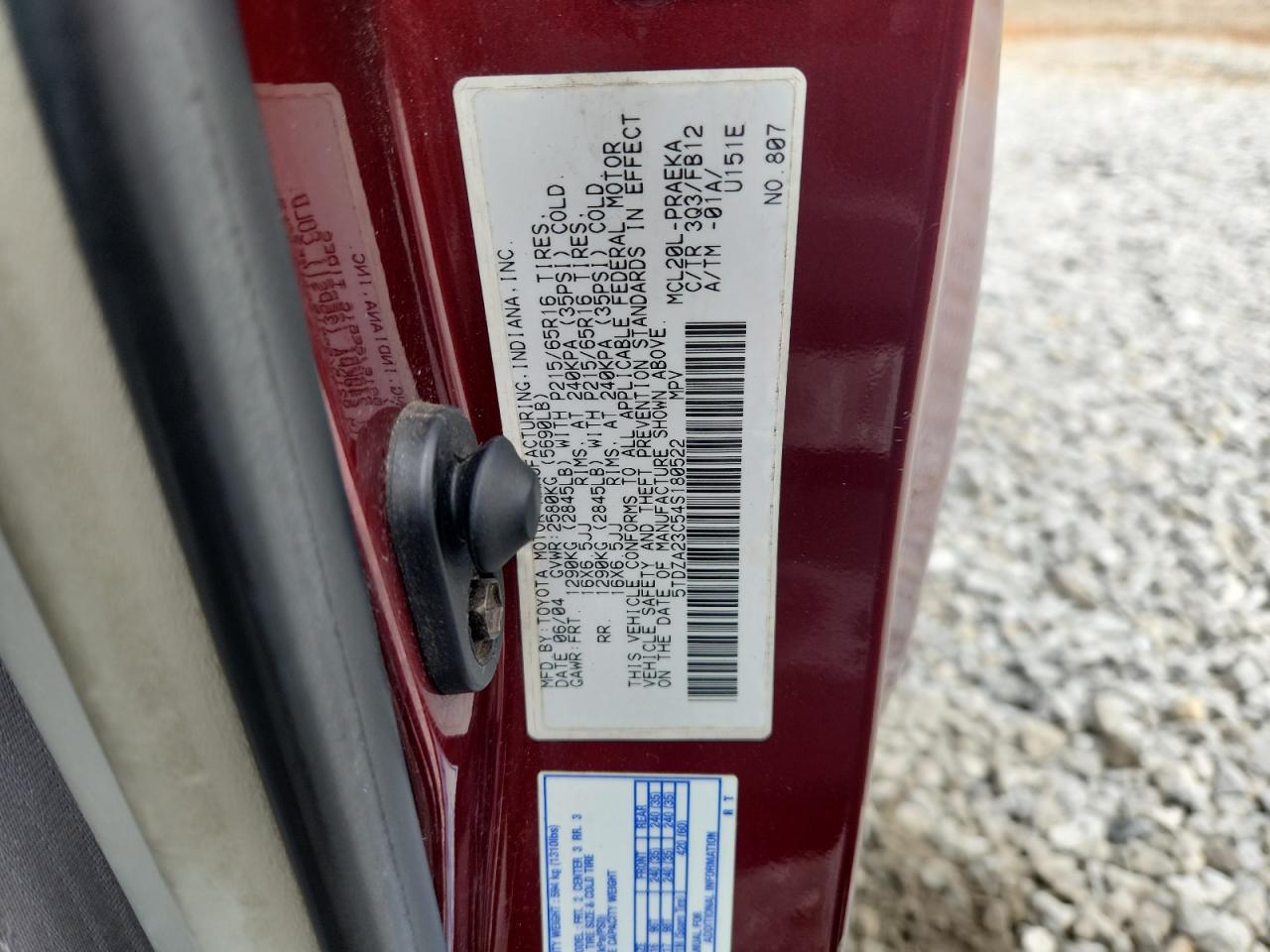 2004 Toyota Sienna Ce VIN: 5TDZA23C54S180522 Lot: 82142355