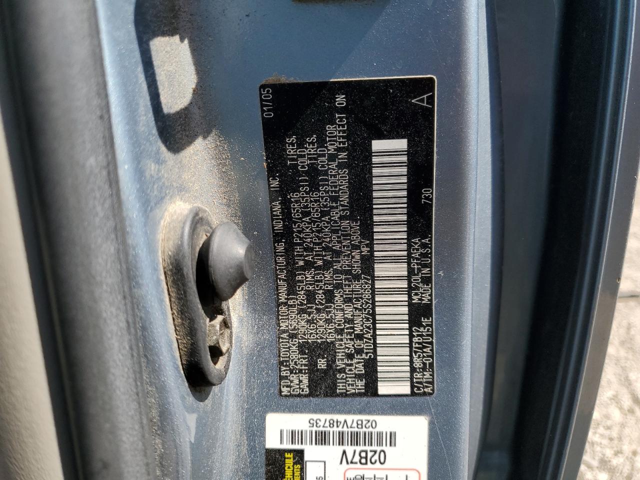2005 Toyota Sienna Ce VIN: 5TDZA23C75S286827 Lot: 71127395
