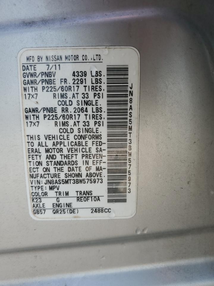 2011 Nissan Rogue S VIN: JN8AS5MT3BW575973 Lot: 81513715