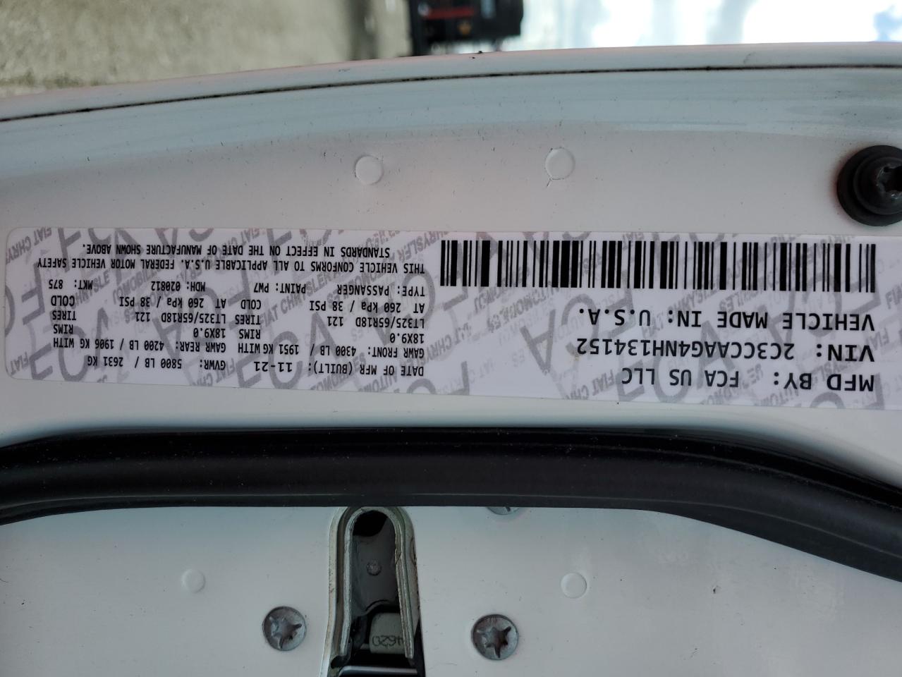 2022 Chrysler 300 Touring VIN: 2C3CCAAG4NH134152 Lot: 84178925