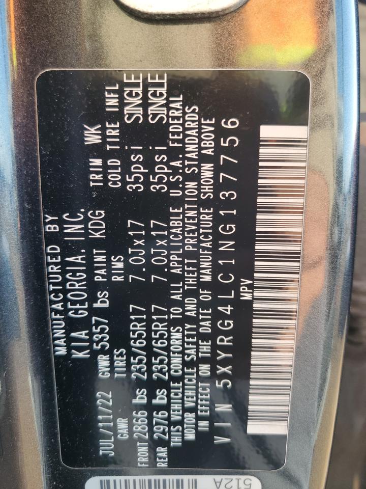 2022 Kia Sorento Lx VIN: 5XYRG4LC1NG137756 Lot: 82092555