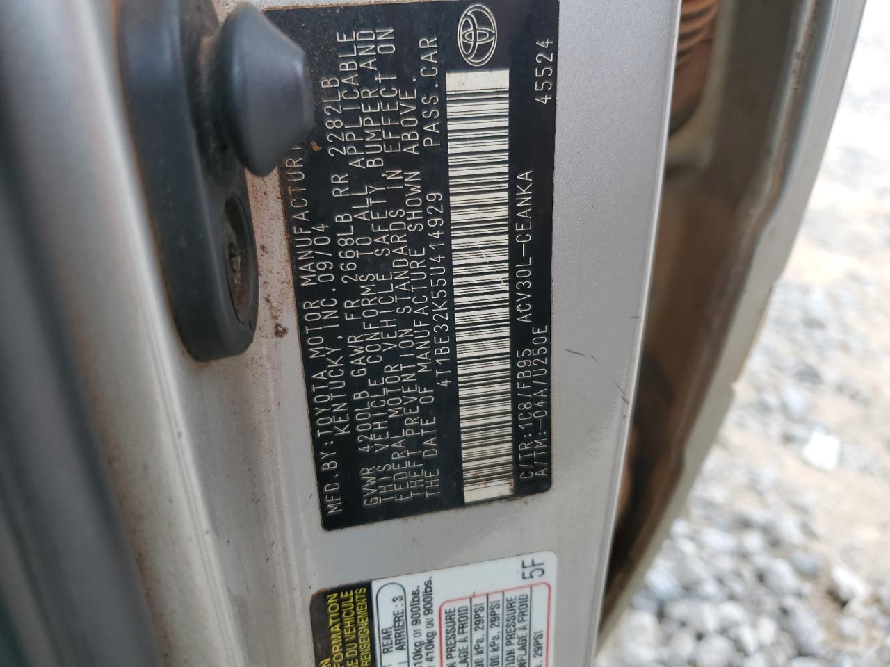 2005 Toyota Camry Le VIN: 4T1BE32K55U414929 Lot: 81646495