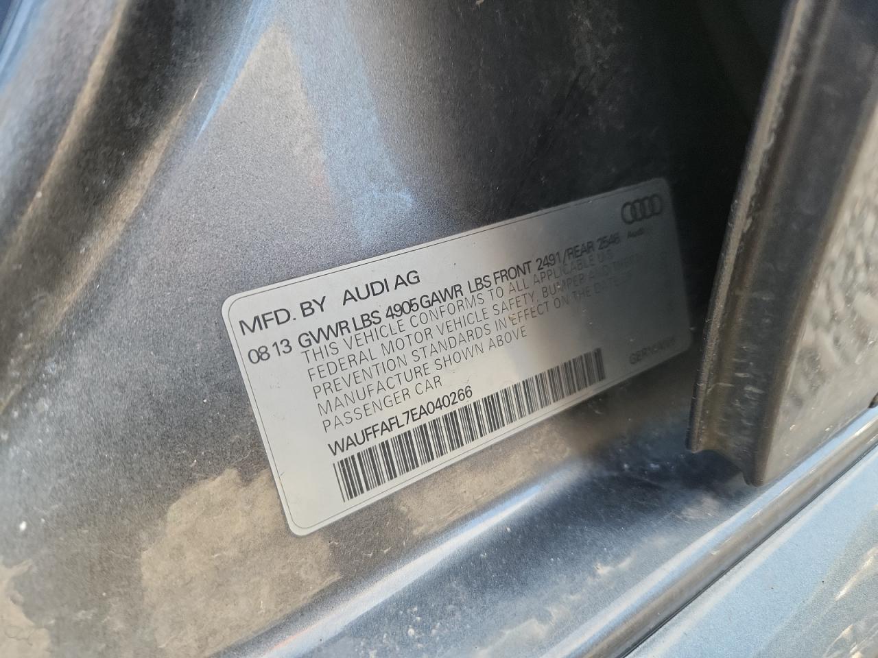 2014 Audi A4 Premium Plus VIN: WAUFFAFL7EA040266 Lot: 84237895