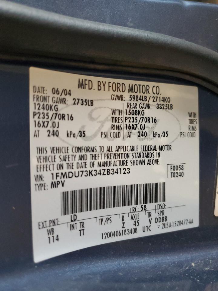 2004 Ford Explorer Xlt VIN: 1FMDU73K34ZB34123 Lot: 80688975