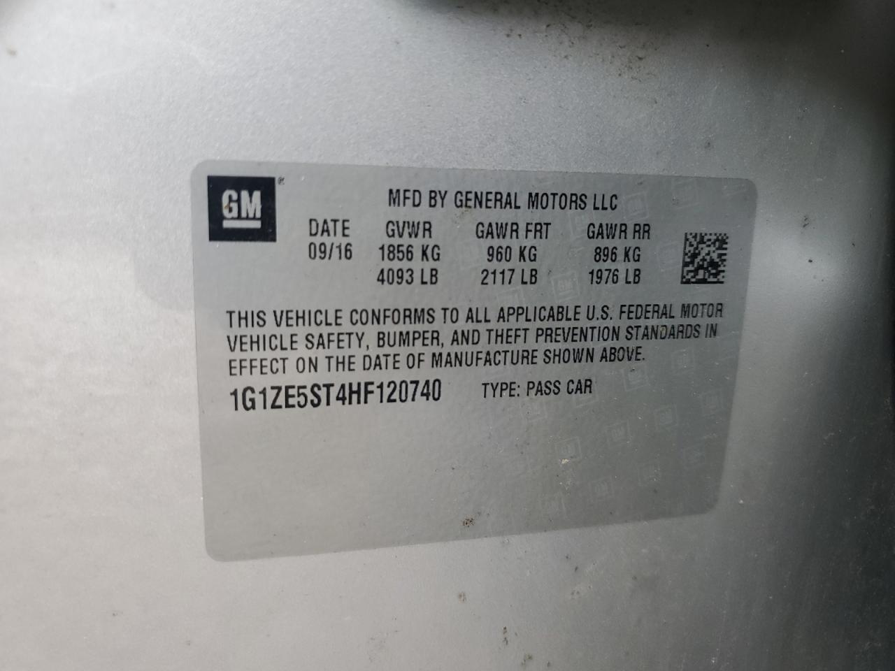 2017 Chevrolet Malibu Lt VIN: 1G1ZE5ST4HF120740 Lot: 81817155