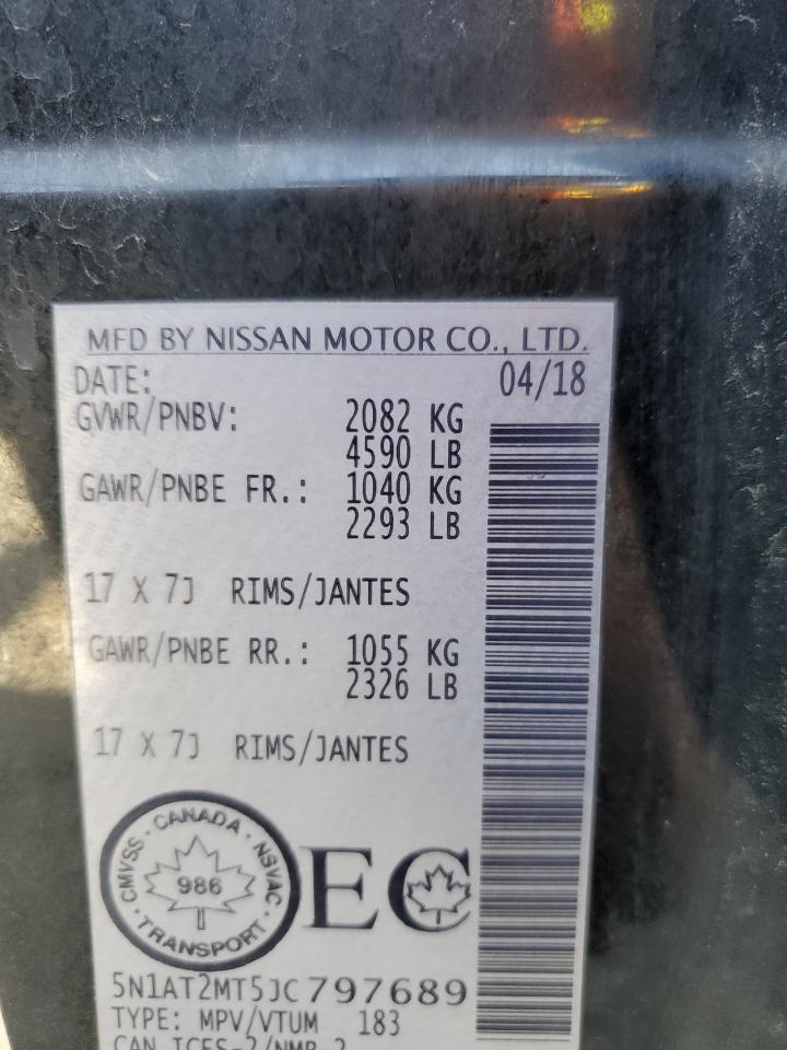 2018 Nissan Rogue S VIN: 5N1AT2MT5JC797689 Lot: 81371535