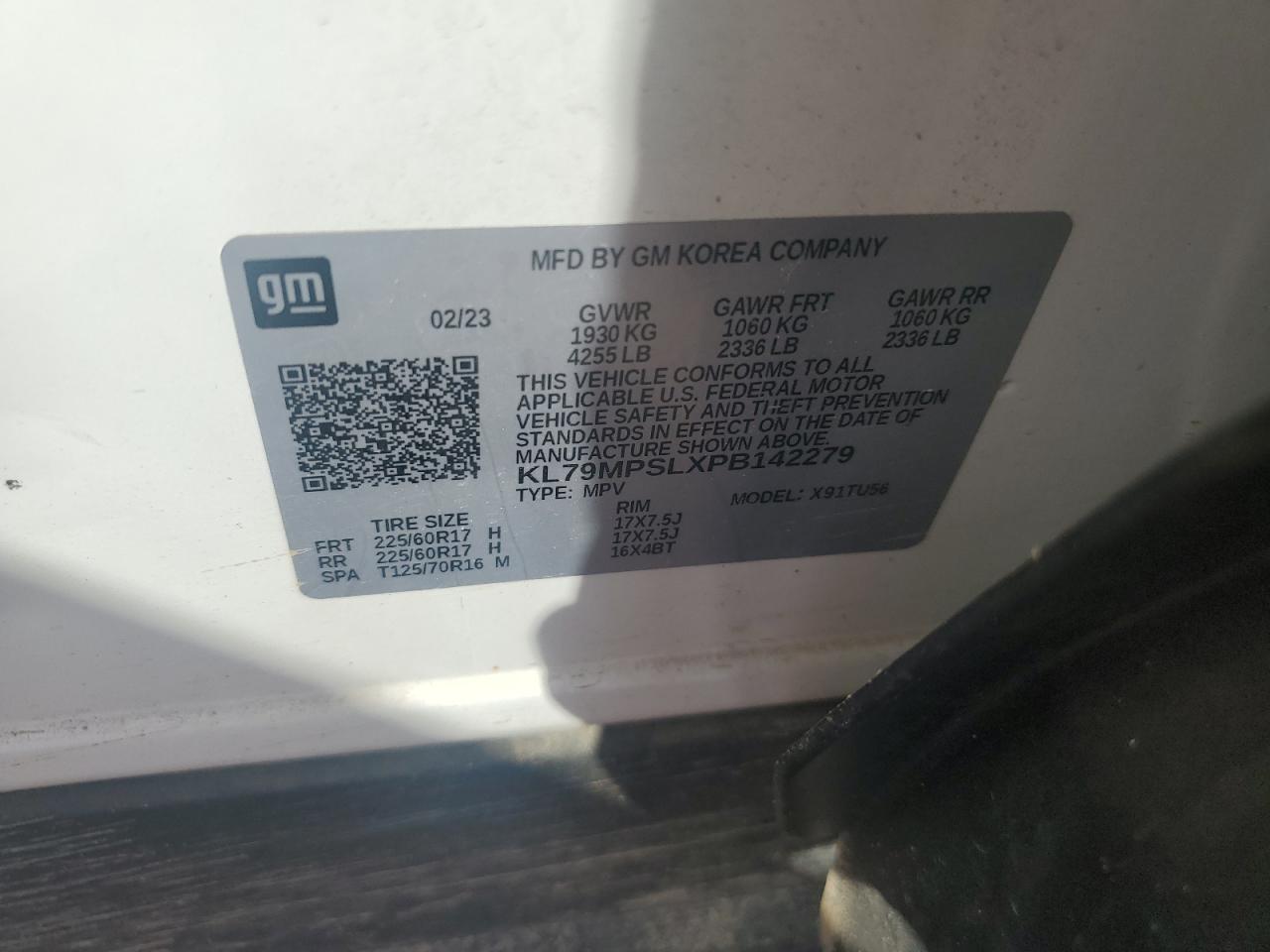 2023 Chevrolet Trailblazer Lt VIN: KL79MPSLXPB142279 Lot: 81756925