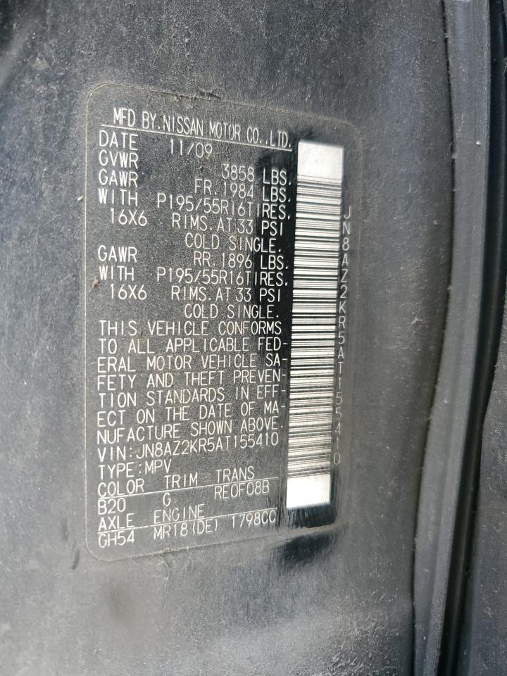 2010 Nissan Cube Base VIN: JN8AZ2KR5AT155410 Lot: 80402535