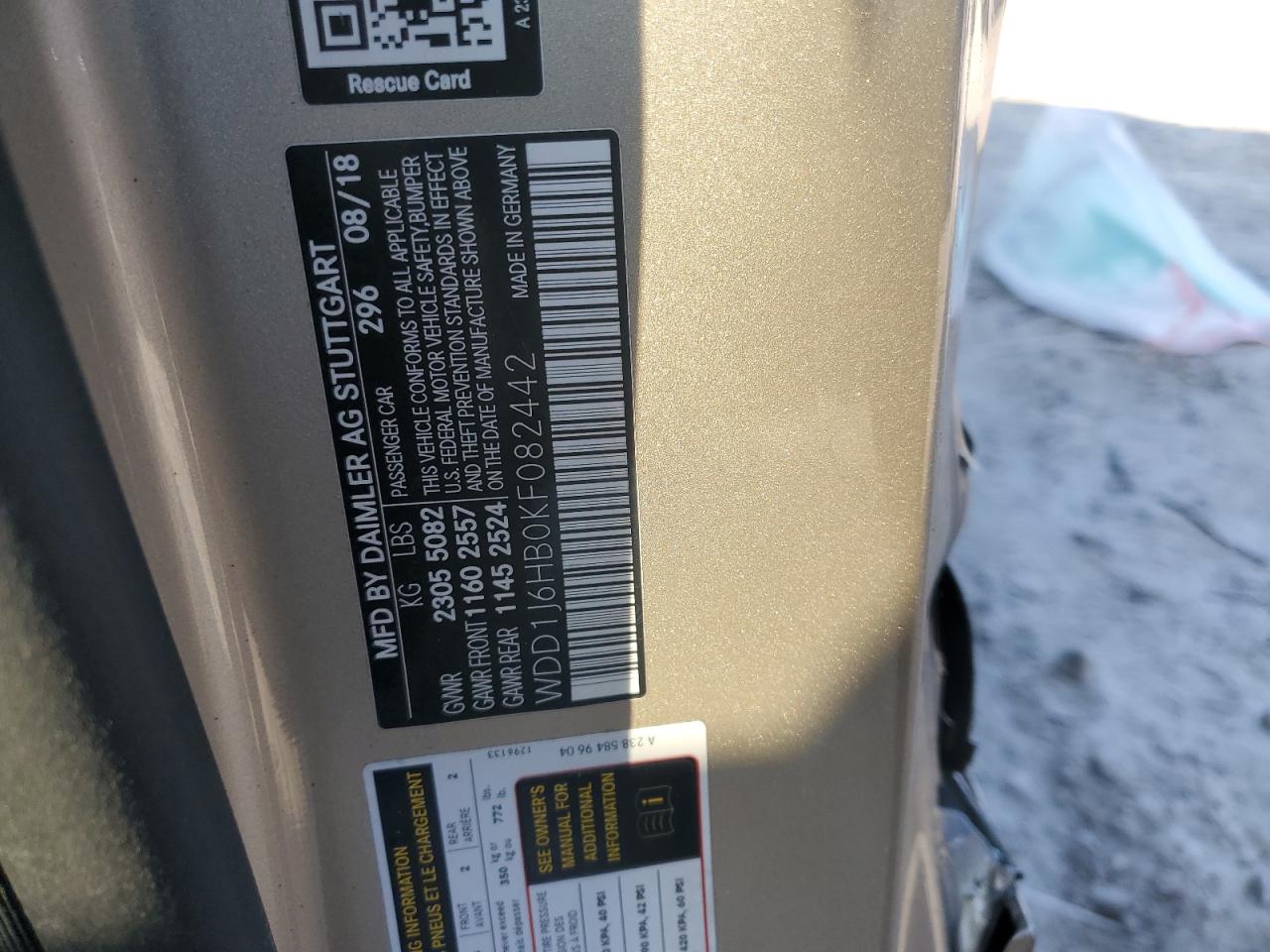 2019 Mercedes-Benz E 450 VIN: WDD1J6HB0KF082442 Lot: 71598695