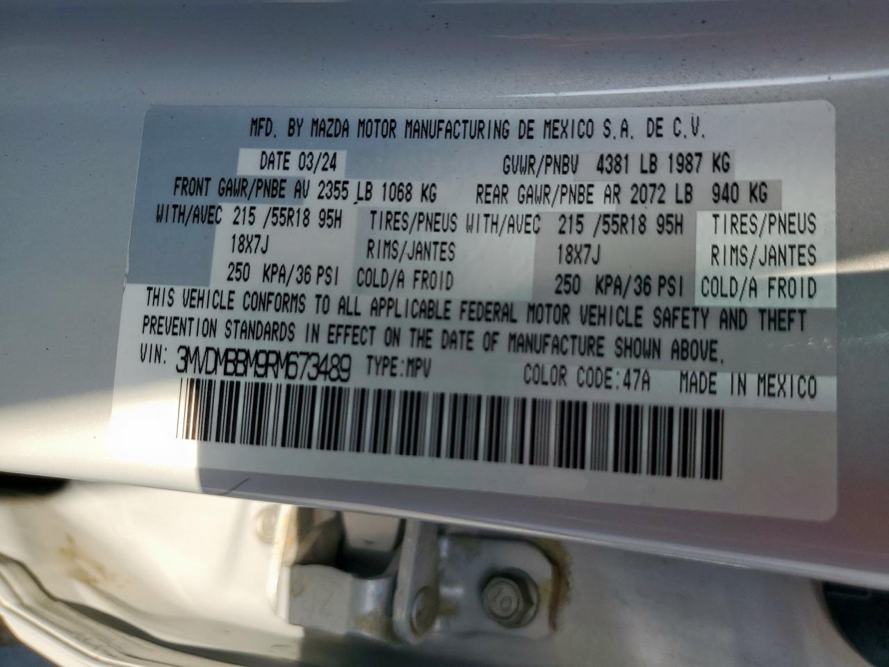 2024 Mazda Cx-30 Select VIN: 3MVDMBBM9RM673489 Lot: 80907815