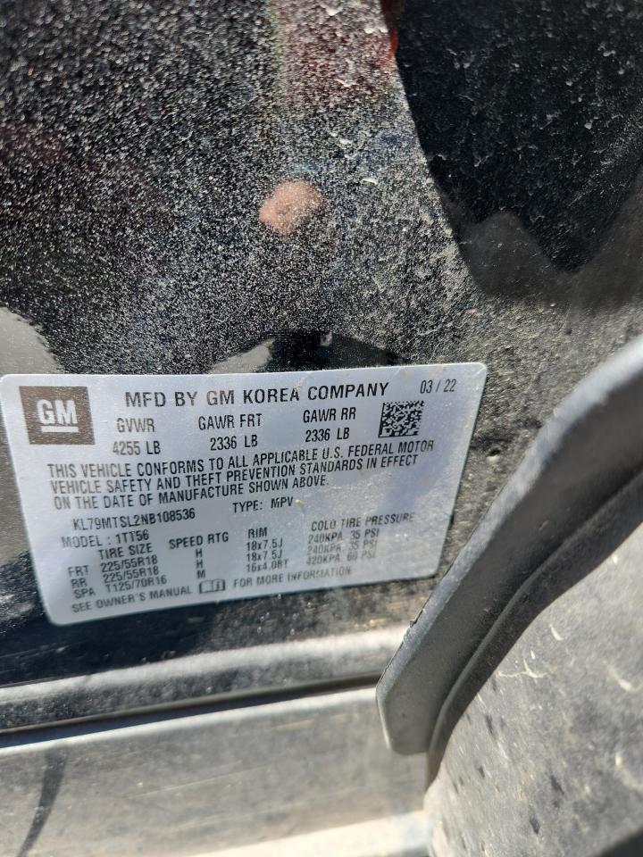 2022 Chevrolet Trailblazer Rs VIN: KL79MTSL2NB108536 Lot: 71830015