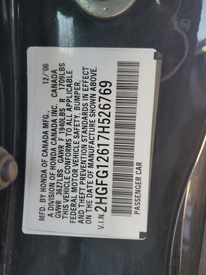 2007 Honda Civic Lx VIN: 2HGFG12617H526769 Lot: 84615055
