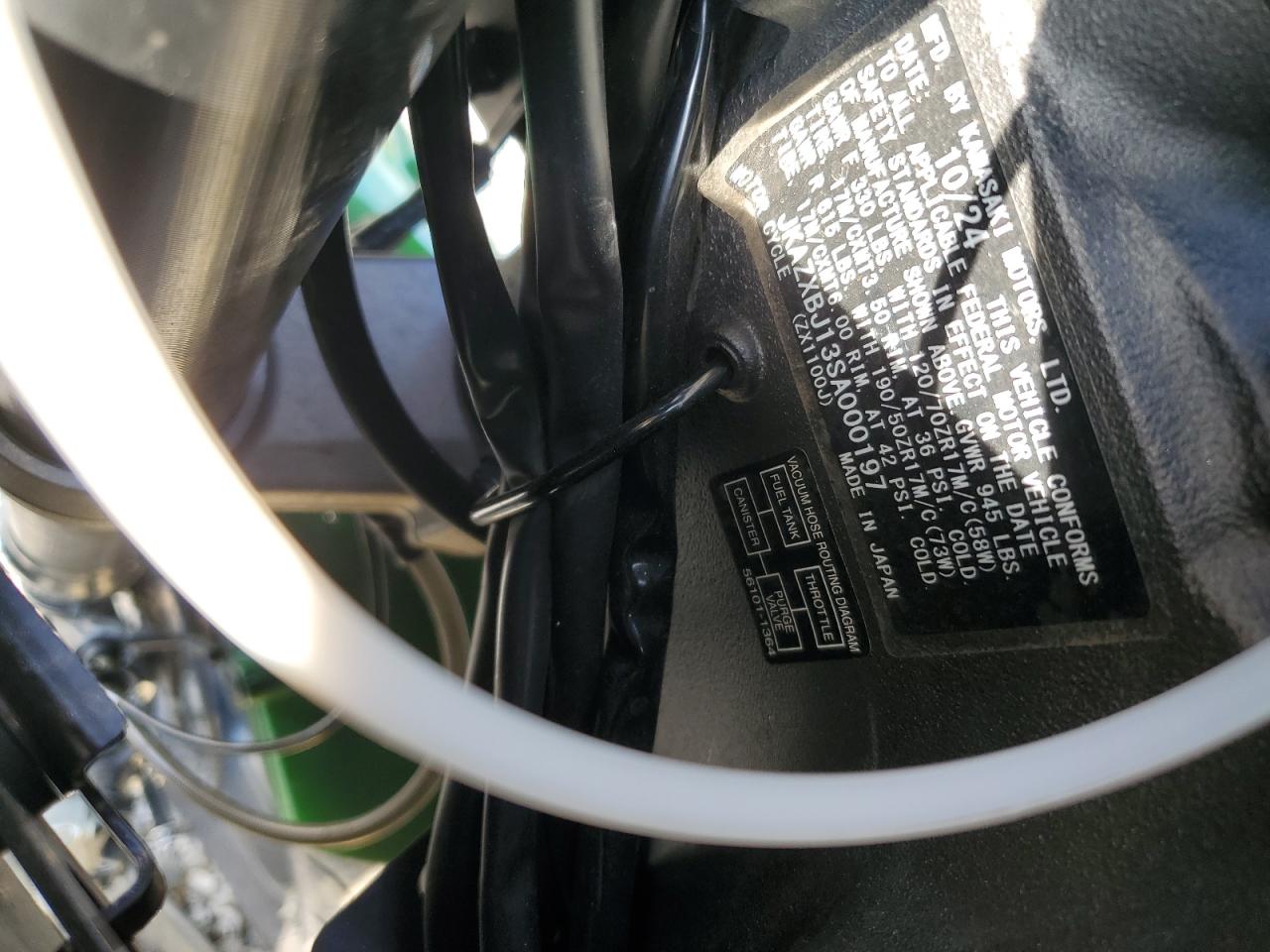 2025 Kawasaki Zx1100 J VIN: JKAZXBJ13SA000197 Lot: 80565635