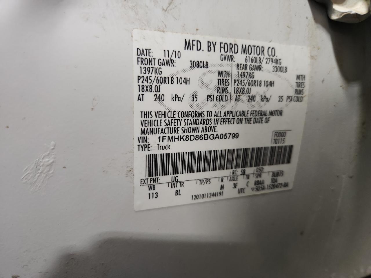 2011 Ford Explorer Xlt VIN: 1FMHK8D86BGA05799 Lot: 84566095