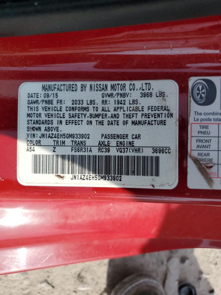 2016 Nissan 370Z Base VIN: JN1AZ4EH5GM933902 Lot: 80669355