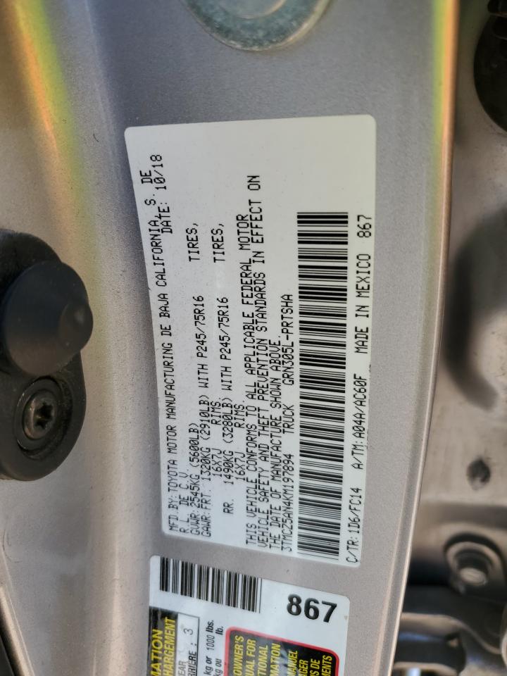 2019 Toyota Tacoma Double Cab VIN: 3TMCZ5AN4KM197894 Lot: 80353295